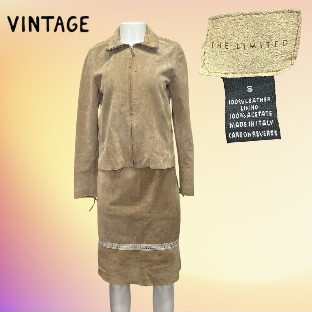 The Limited Vintage 90’s Suede Jacket & Skirt Set Made in Italy Sz Small